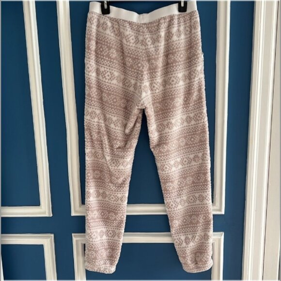 Simply Vera Vera Wang Plush Fleece Drawstring Sleep Pants Cream Snowflake - Sz M - Picture 2 of 5